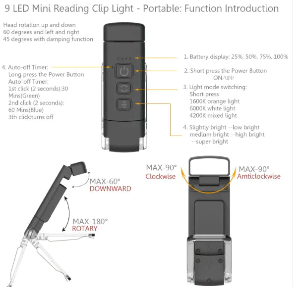 USB Rechargeable LED Reading Lamp